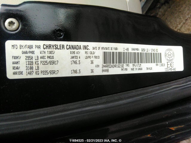 2A4RR5DX2AR162182 Chrysler Town & Country Touring