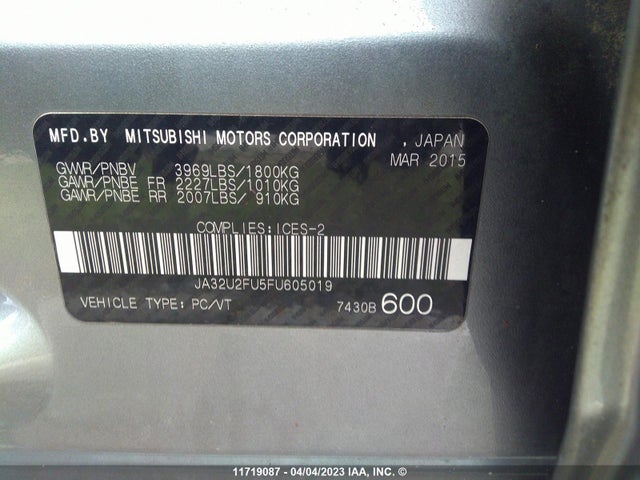 JA32U2FU5FU605019 Mitsubishi LANCER ES