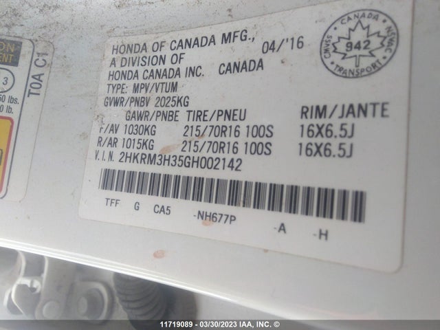 Honda CR-V LX 2016 2HKRM3H35GH002142 Image 10