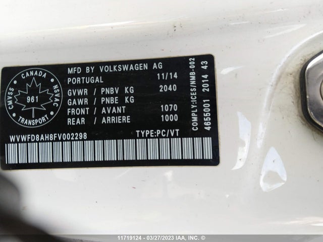 Volkswagen Eos Lux/executive 2015 WVWFD8AH8FV002298 Image 11