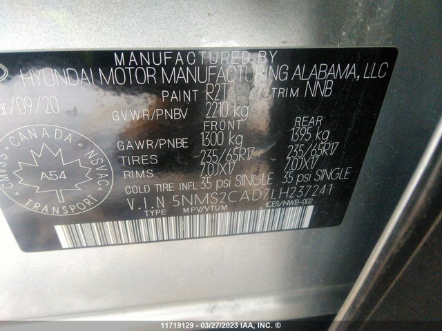 Hyundai Santa Fe Se 2020 5NMS2CAD7LH237241 Image 11