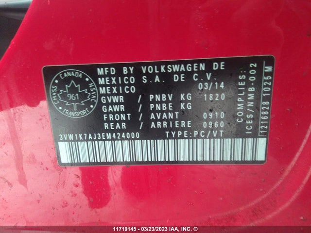 3VW1K7AJ3EM424000 Volkswagen JETTA