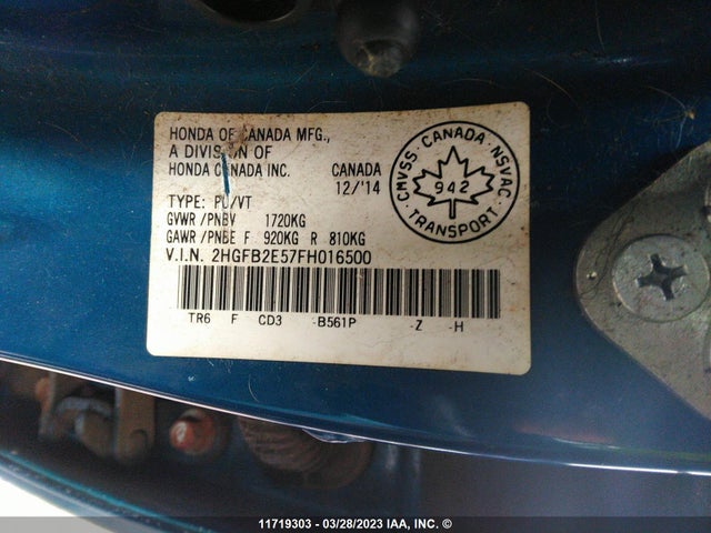 Honda Civic Lx 2015 2HGFB2E57FH016500 Image 10