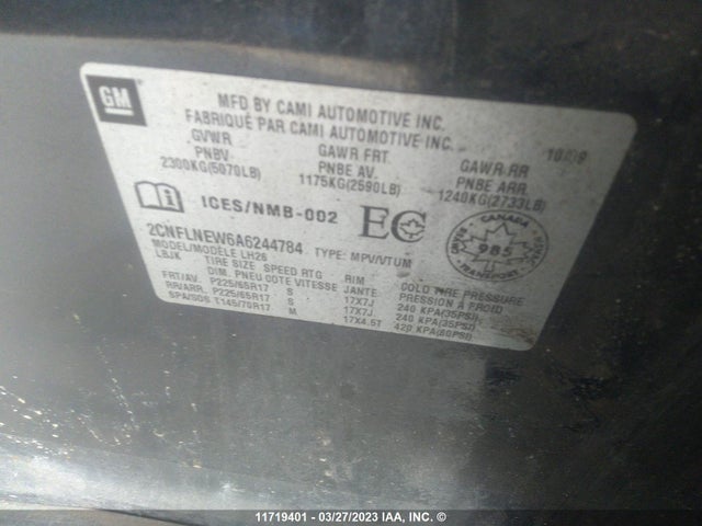 Chevrolet EQUINOX LT 2010 2CNFLNEW6A6244784 Image 9