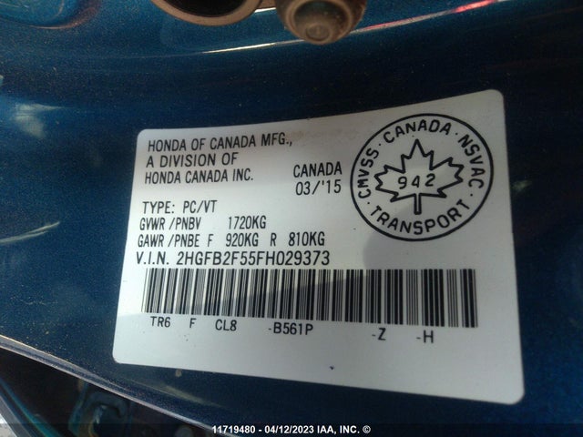 Honda Civic Ex 4dr 2015 2HGFB2F55FH029373 Image 9