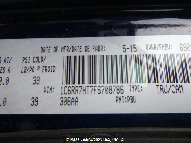 1C6RR7HT7FS708786 RAM 1500 Sport