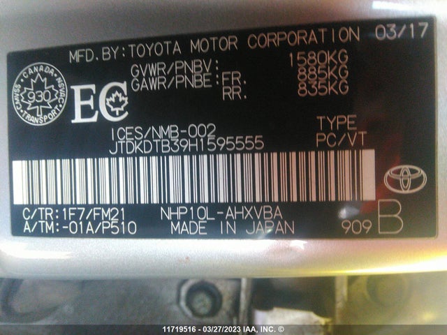 Toyota PRIUS C 2017 JTDKDTB39H1595555 Image 10
