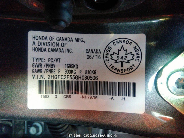 Honda Civic Lx 2016 2HGFC2F55GH030506 Image 11