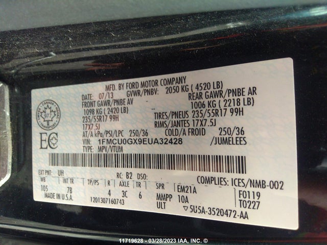 Ford ESCAPE 2014 1FMCU0GX9EUA32428 Image 9