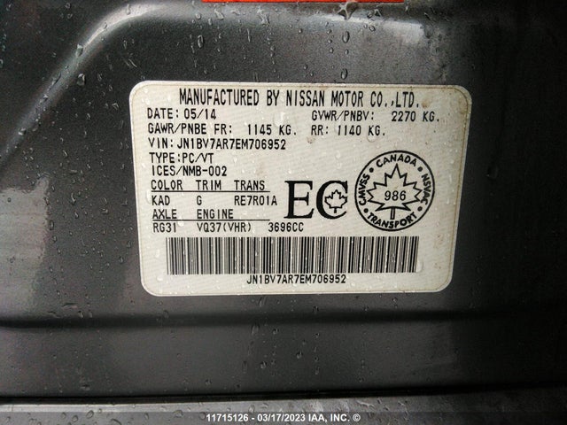 JN1BV7AR7EM706952 Infiniti Q50 Premium/sport