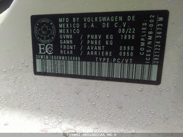 3VWSM7BU0NM034060 Volkswagen JETTA
