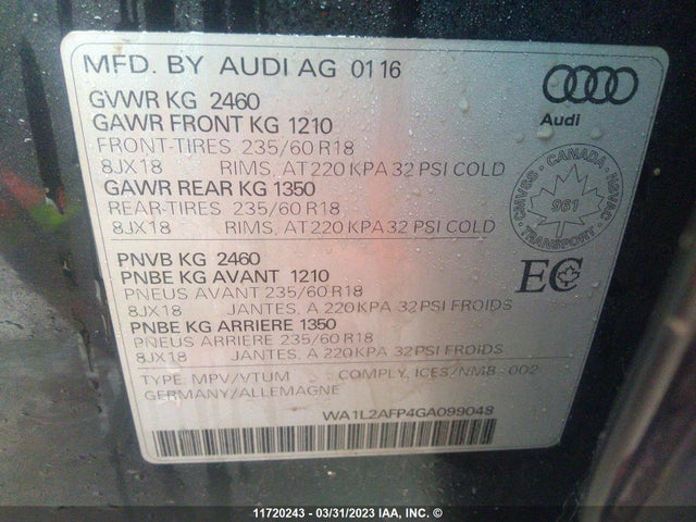 WA1L2AFP4GA099048 Audi Q5 Premium Plus