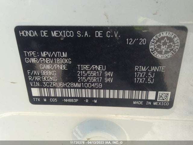 Honda HR-V SPORT 2021 3CZRU6H28MM100459 Image 10
