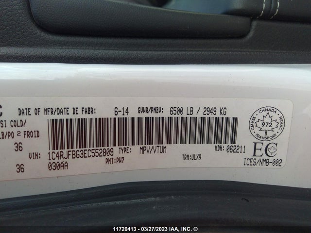 1C4RJFBG3EC552809 Jeep Grand Cherokee Limited