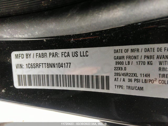 1C6SRFTT8NN104177 RAM 1500 Sport