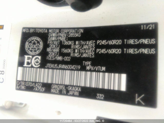 Toyota 4runner Limited 2022 JTEKU5JR4N6004219 Image 11