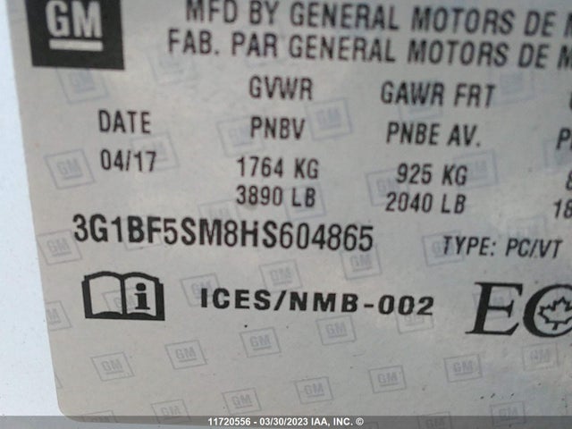 Chevrolet Cruze Premier 2017 3G1BF5SM8HS604865 Image 10