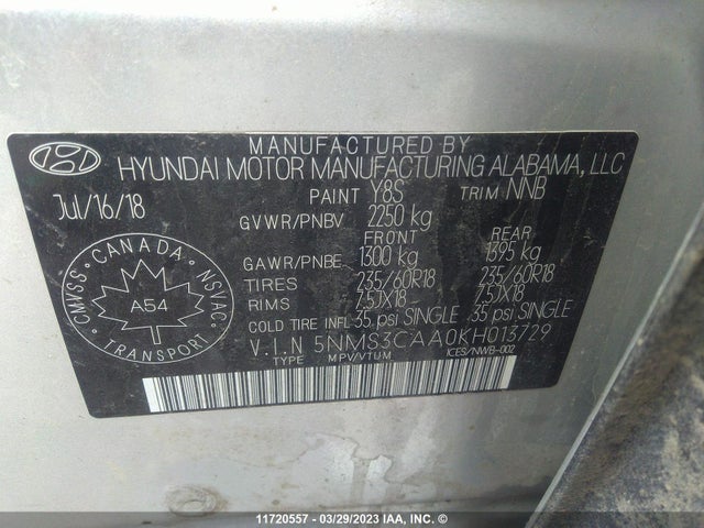 Hyundai Santa Fe Sel/sel Plus 2019 5NMS3CAA0KH013729 Image 11