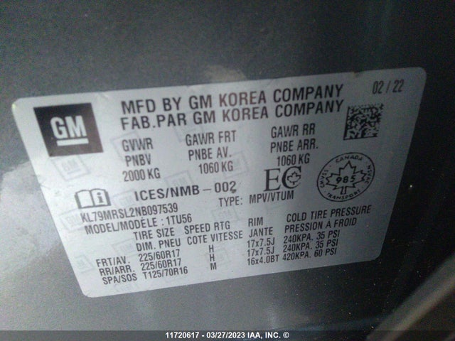 Chevrolet Trailblazer Lt 2022 KL79MRSL2NB097539 Image 10