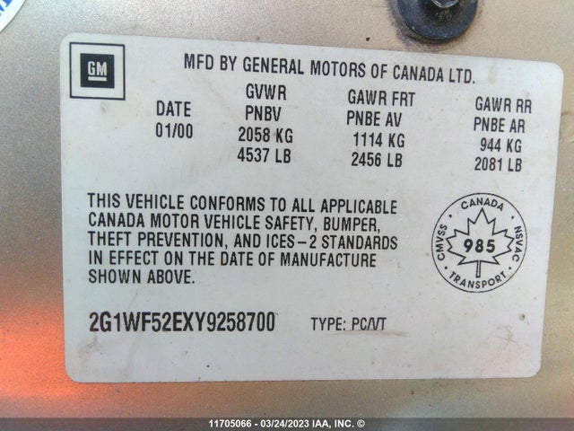 Chevrolet IMPALA 2000 2G1WF52EXY9258700 Image 10