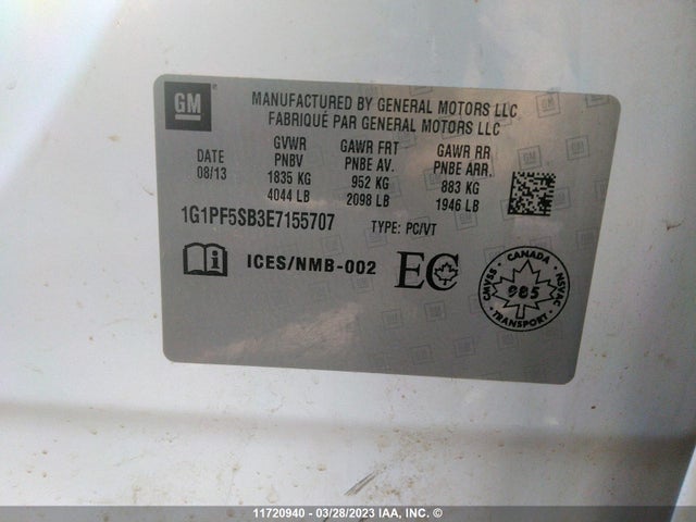 Chevrolet Cruze 2014 1G1PF5SB3E7155707 Image 9