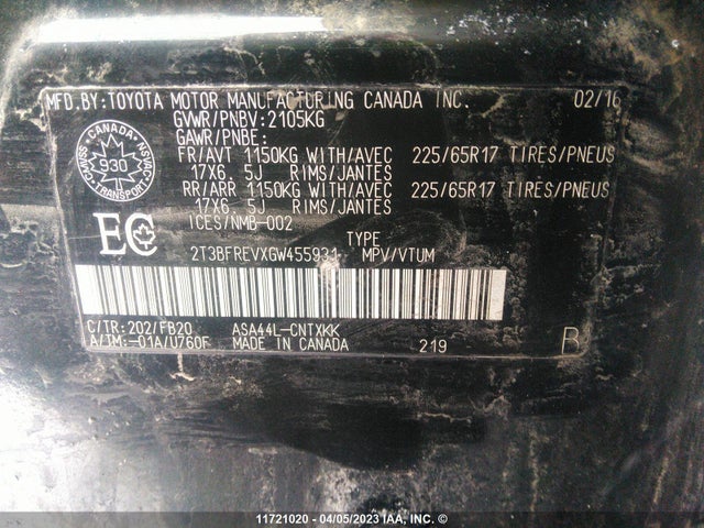 Toyota RAV4 LE 2016 2T3BFREVXGW455931 Image 11