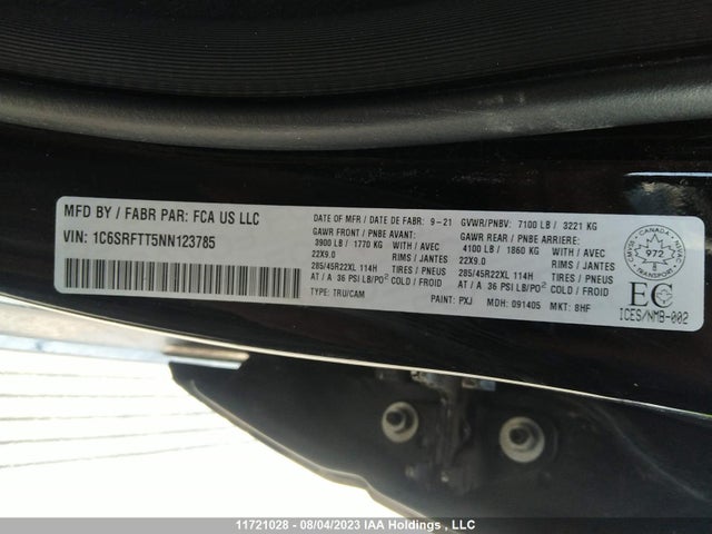 1C6SRFTT5NN123785 RAM 1500 Sport