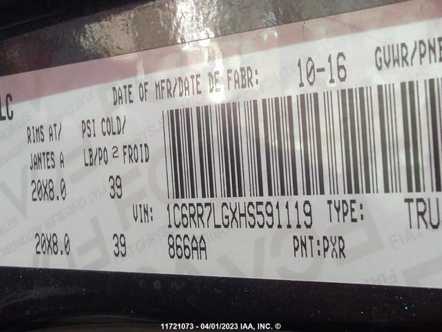 RAM 1500 Slt 2017 1C6RR7LGXHS591119 Image 10
