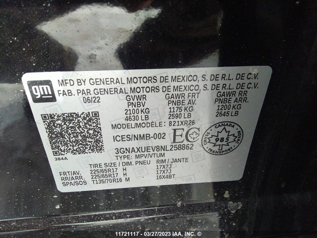 Chevrolet EQUINOX LT 2022 3GNAXUEV8NL258862 Image 9