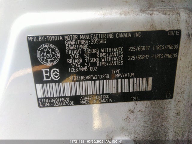 Toyota RAV4 LE 2015 2T3ZFREV8FW213359 Image 9