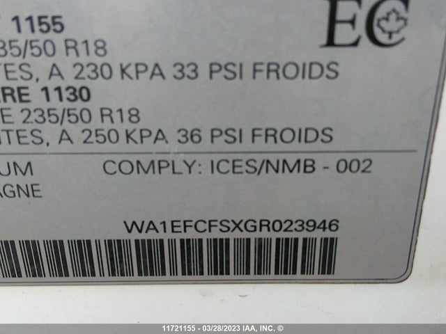 WA1EFCFSXGR023946 Audi Q3 Premium Plus