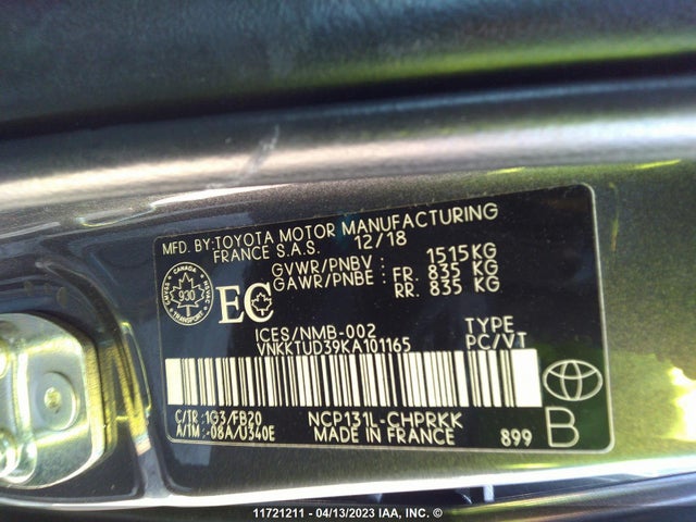 Toyota Yaris 2019 VNKKTUD39KA101165 Image 11