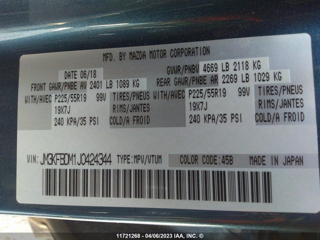 Mazda CX-5 2018 JM3KFBDM1J0424344 Image 10