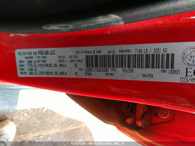 1C6SRFLT1KN672587 RAM 1500 Rebel