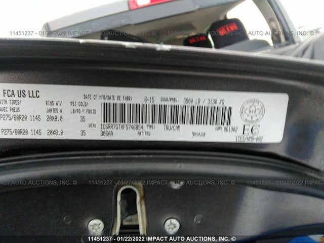RAM 1500 Slt 2015 1C6RR7GTXFS746854 Image 10