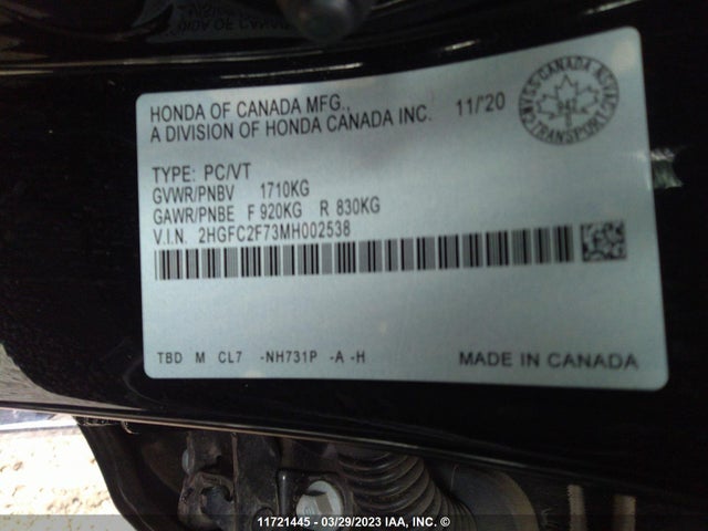 Honda Civic Ex 4dr 2021 2HGFC2F73MH002538 Image 11