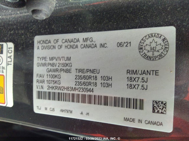 Honda CR-V 2021 2HKRW2H83MH230944 Image 10