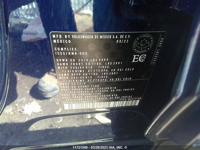Volkswagen TIGUAN SE 2022 3VV2B7AX4NM089150 Image 10