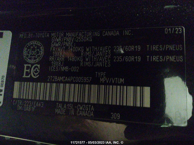 2T2BAMCA4PC005957 Lexus Rx 350 Base/350 Premium/350