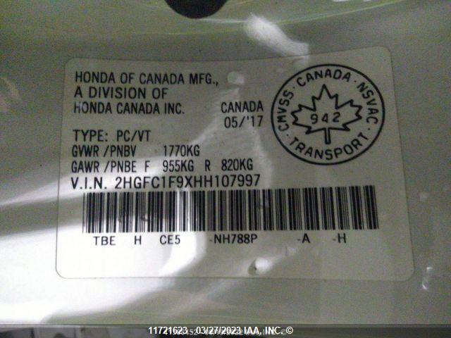 Honda Civic Touring 2017 2HGFC1F9XHH107997 Image 8