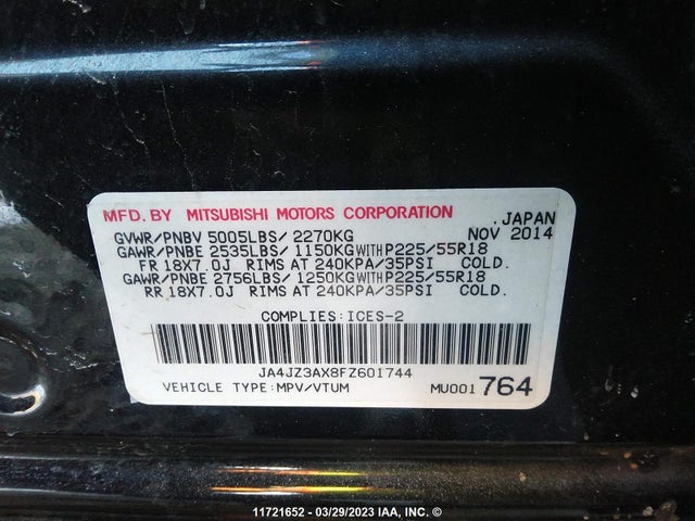 JA4JZ3AX8FZ601744 Mitsubishi Outlander Se
