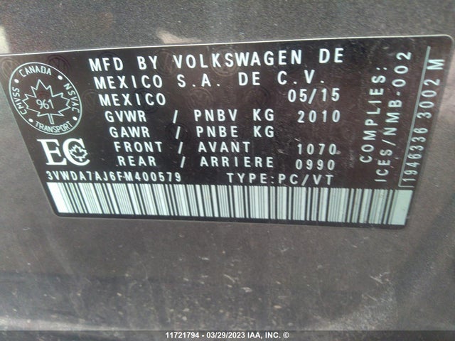 Volkswagen JETTA TDI 2015 3VWDA7AJ6FM400579 Image 10
