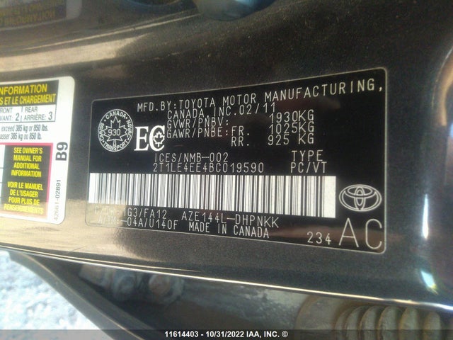 Toyota Corolla Matrix S 2011 2T1LE4EE4BC019590 Image 10