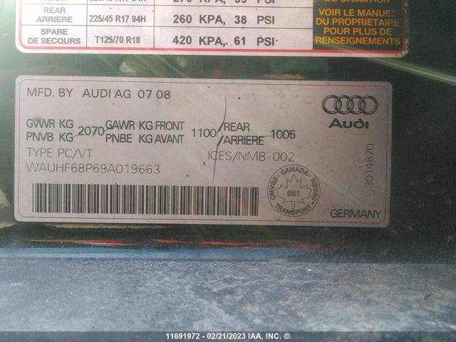 WAUHF68P69A019663 Audi A3 2.0T