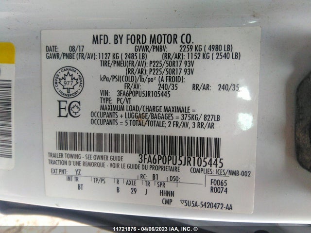 Ford Fusion Se Phev 2018 3FA6P0PU5JR105445 Image 11
