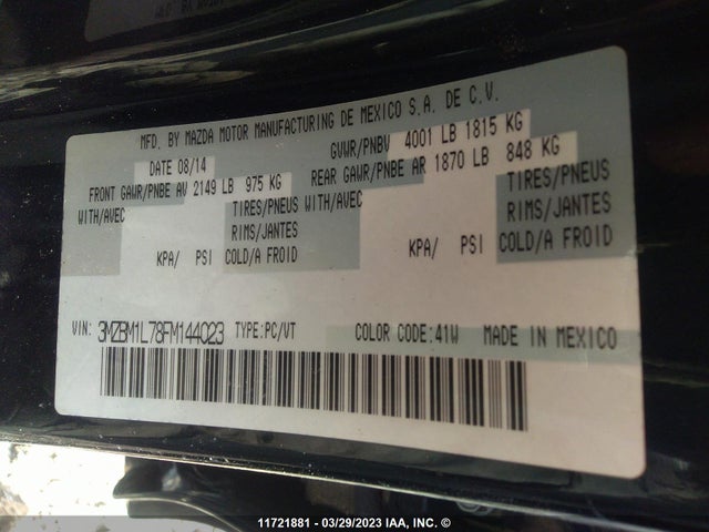 Mazda 3 TOURING 2015 3MZBM1L78FM144023 Image 10