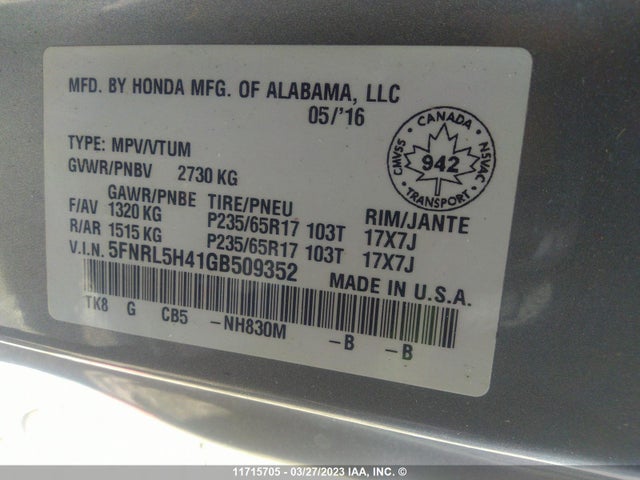 Honda ODYSSEY EX 2016 5FNRL5H41GB509352 Image 9