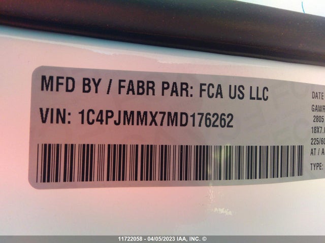 1C4PJMMX7MD176262 Jeep Cherokee Latitude Lux
