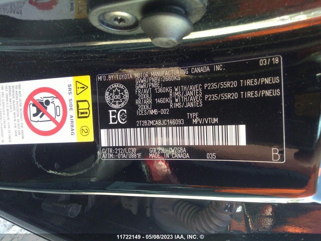 2T2BZMCA8JC146093 Lexus Rx 350/base/f Sport