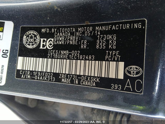 Toyota Corolla S 2014 2T1BURHE1EC182483 Image 27